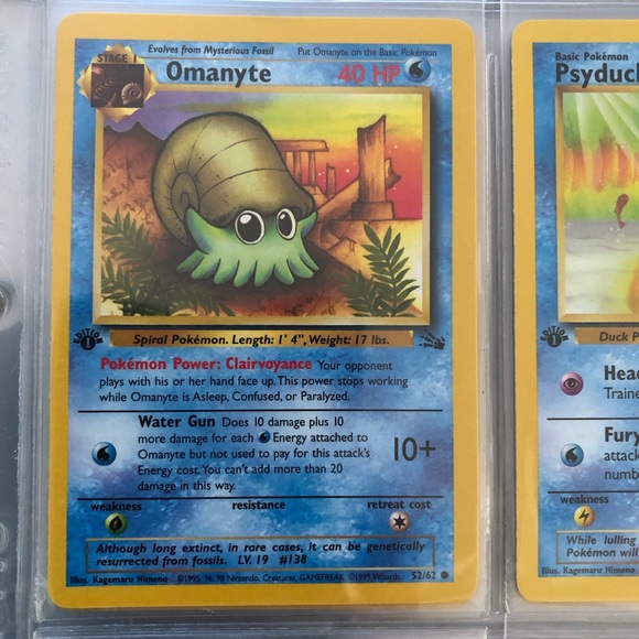1990’s rare vintage 1st edition Omanyte Pokémon card 52/62 - Picture 1 of 2